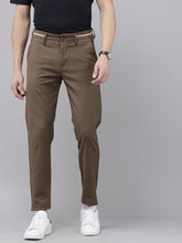 Men's Dark Brown Cotton Caribbean Slim Fit Solid 5 Pocket Cross Pocket Trouser